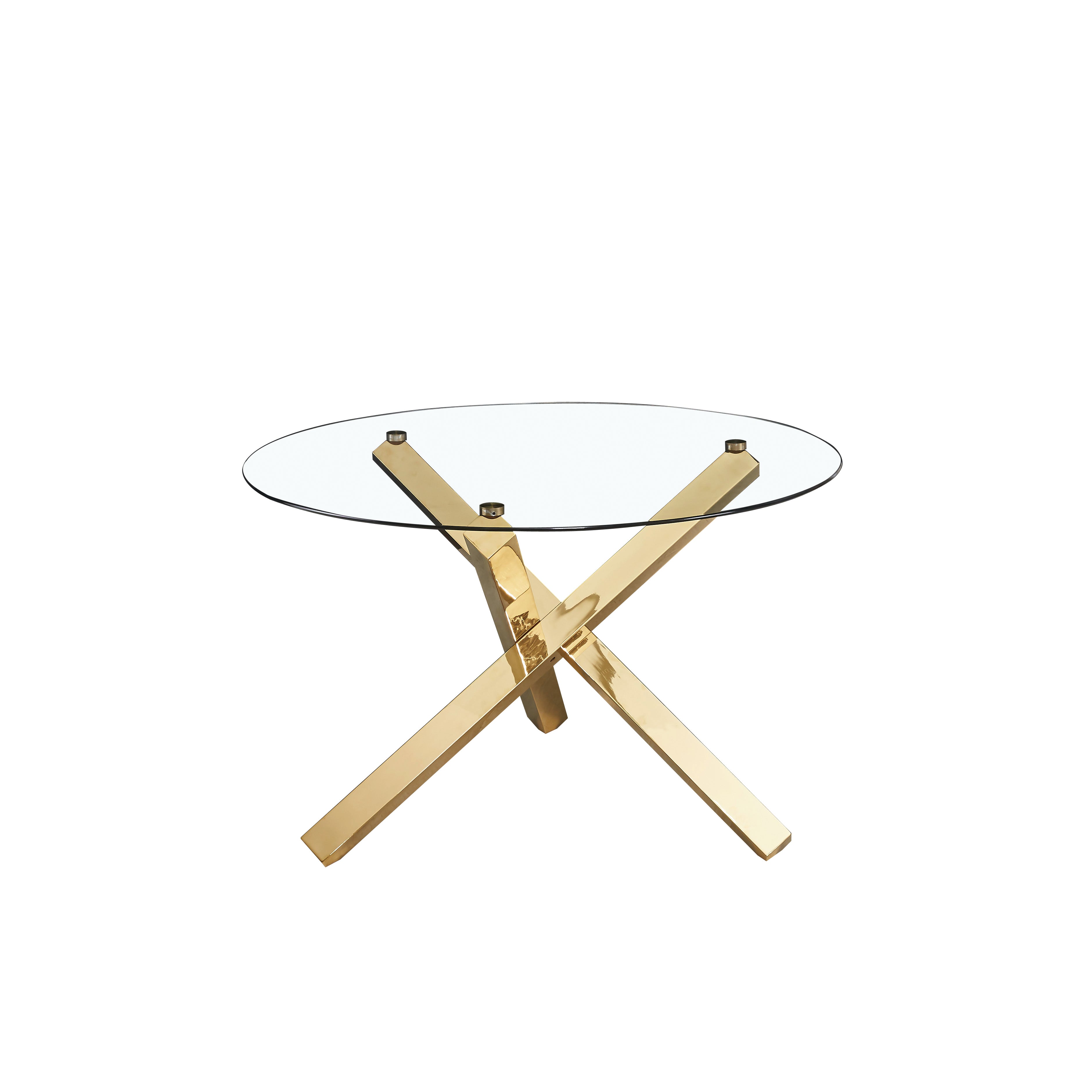 Capri Clear Glass & Gold Round Dining Table | 4 Seater